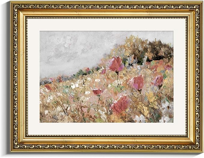 VIYYIEA Gold Framed Wall Art Canvas Print Home Decor Flower Art Vintage Botanical Print Rustic Farmhouse Wall Decor Mid Century Modern Art Coastal Floral Room Decor Wall Pictures Bedroom 11x14in