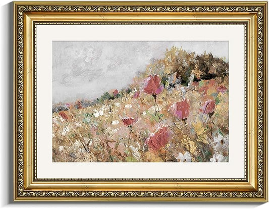 VIYYIEA Gold Framed Wall Art Canvas Print Home Decor Flower Art Vintage Botanical Print Rustic Farmhouse Wall Decor Mid Century Modern Art Coastal Floral Room Decor Wall Pictures Bedroom 11x14in