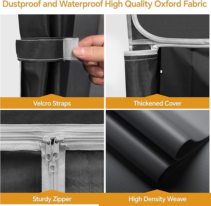 H4 Plus Rolling Garment Rack with Cover, Heavy Duty Clothes Rack with Wheels, Portable Closet for Hanging Clothes, Wardrobe Closets Organizer Storage, Black Closet Rack with Black Fabric Cover