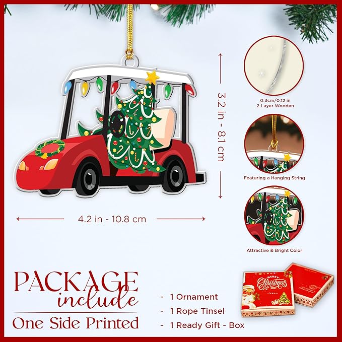 Golf Cart Cute Christmas Ornaments 2025 – Funny Christmas Golf Decorations, for Golfers, Men, Women - Unique Golf Christmas Ornaments and Decoration for Tree