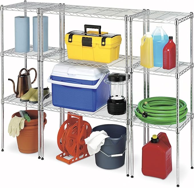 Whitmor Wire Shelving Unit, Metal Storage Shelves, Durable Heavy Duty Shelf, Easy Assembly for Pantry, Kitchen, Garage, Plant, 14" x 30" x 15"