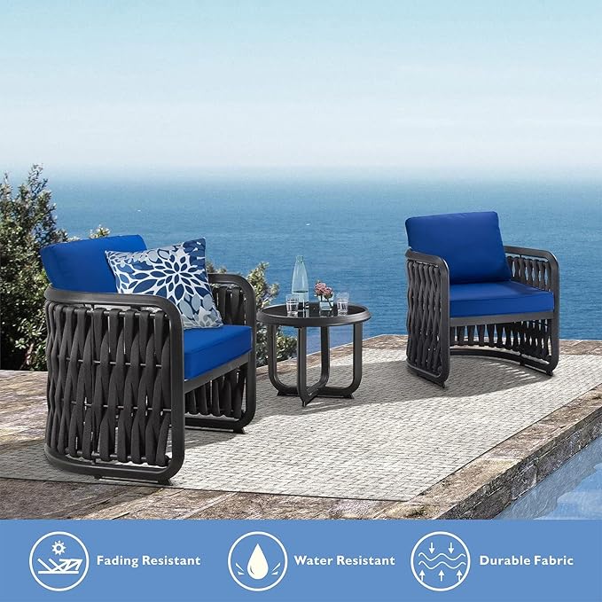 JMGBird Outdoor Chair Cushion Tufted Pillow, Deep Seat Outdoor Cushion Set 19"x19" Seat Cushions for Outdoor Furniture