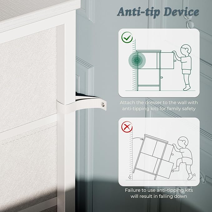 Huuger 63 Inch Dresser for Bedroom, Dresser for Closet with 9 Drawers, Large TV Stand for 55, 65, 70 Inch TV, Entertainment Center with Storage, Wide Long Chest of Drawers, White
