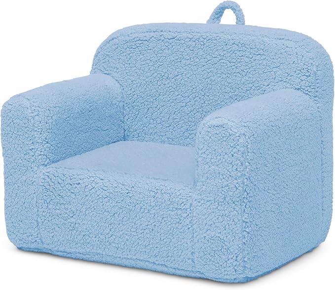 Delta Children Sherpa Cozee Chair - Foam Kids Chair for Ages 18 Months and Up, Powder Blue