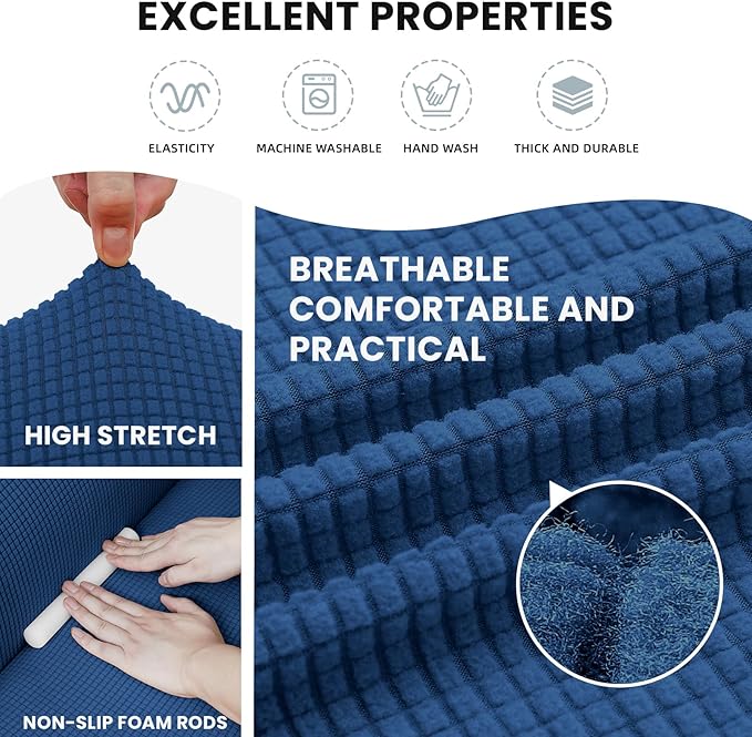 LURKA Stretch Chair Sofa Slipcovers 1 Piece Couch Covers for Sofa Furniture Protector Full Sofa Covers with Elastic Bottom for Kids and Dog (Small,Royal Blue)