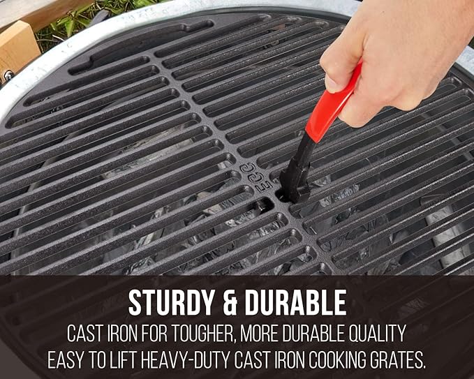 Universal Grill Grate Lifter Tool - Hot Surfaces Handling Cooking Grid Lifter Gripper with Non-Slip and Anti-scalding Coating Handle fits Most Heavy-Duty Cast Iron and Stainless Grates
