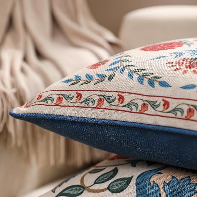 patdrea Designer Throw Pillow Covers Set of 2,Lumbar Bright Vintage Red Linen with Checkerboard Pattern Pillow Cover,Decorative Rectangle Pillowcases Cushion for Bed Living Room Outdoor,12"x20"