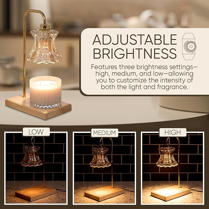 Sheffield Home Glass Candle Warmer Lamp – Elegant Candle Warmer for Long-Lasting Fragrance, Sleek Design, 13x8, Gold Glass Lampshade