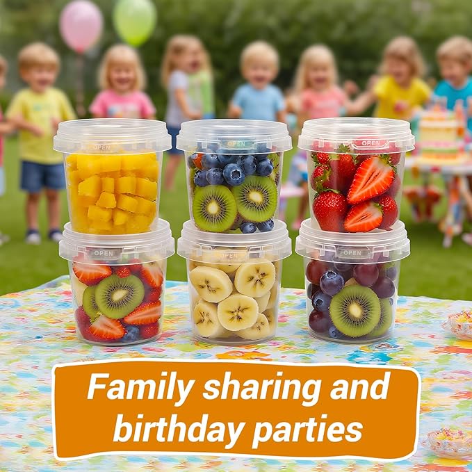 ASEVAT 5 oz 12 Pack Small Clear Plastic Bucket with Lid, Mini Snack Buckets, Reusable Ice Cream Tub, Food Storage Container, Food Grade Freezer and Microwave Safe for Sauce, Soup