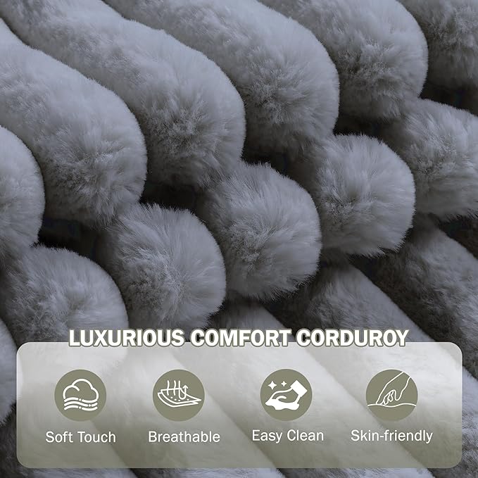 Garvee Grey Oversized Chaise Lounge Chair Indoor with Storage Ottoman, Upholstered Corduroy Sofa Bed Cloud Couch with 3 Pillows, Single Sleeper Sofa Chair for Living Room, Bedroom