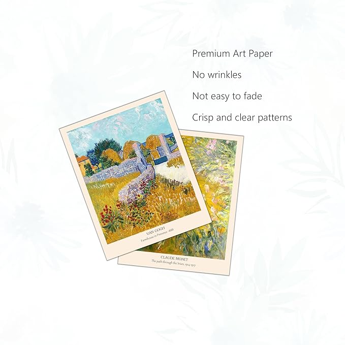 AIOAIFUT Famous Impressionist Artists Van Gogh Claude Monet Vintage Wall Art Prints, Set of 4, 8x10 inches, Unframed