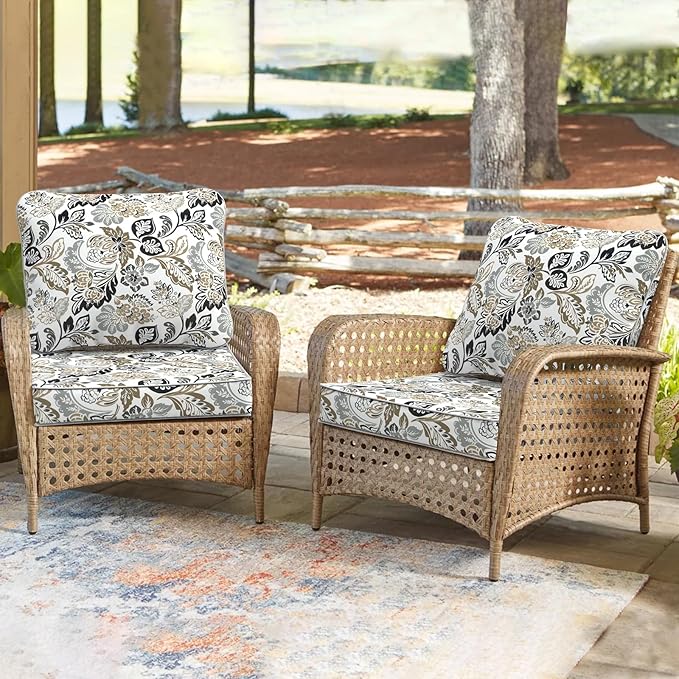 Outdoor Deep Seat Cushions Set 24 x 24 Inch for Patio Furniture,Water Resistant Chair Cushions Replacement Includes Seat Cushion & Back Pillow for Couch Sofa, Wicker Chair - Dailey Tan