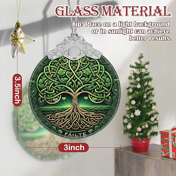 Tree of Life Stained Glass Hanging Ornament - Christmas Tree Decoration, Holiday Ornament, Gift Idea