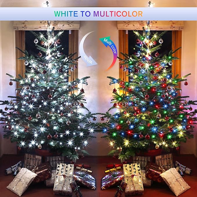 JMEXSUSS 500 LED Color Changing String Lights, 163FT White & Multicolor Christmas String Lights with Remote, Outdoor Christmas Lights Plug in for Tree House Indoor Outdoor Xmas Decor