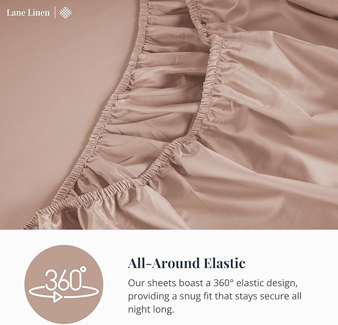 LANE LINEN 100% Cotton 600 TC Twin XL Bed Sheets Set, Machine Wash Fully Elasticized Twin XL Sheet Sets, Luxury Hotel Like Thick Bedding Sheet & Pillowcases, Sateen Weave- Dusty Rose