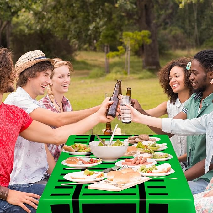 3 Pcs Train Party Decorations Railroad Track Tablecloths Train Birthday Party Supplies 54 x 108 Inch Plastic Table Covers for Railroad Track Western Theme Birthday (Green)