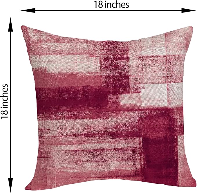 Boho Pillow Covers 18x18 Pack of 2 Hot Pink Art Painting Decorative Throw Pillow Covers Outdoor Decor Bohemian Abstract Modern Decor Pillowcase Farmhouse Linen Cushion Case for Couch Sofa