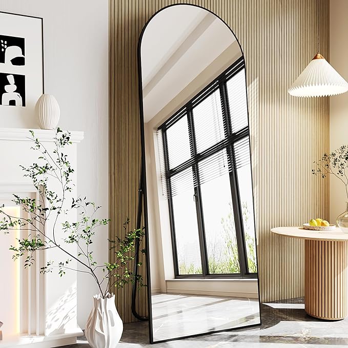 Full Body Mirror,65"x24" Standing Mirror,Nanometre Arched Full Length Mirrors,espejos para dormitorio,Full Size Mirrors (Black)