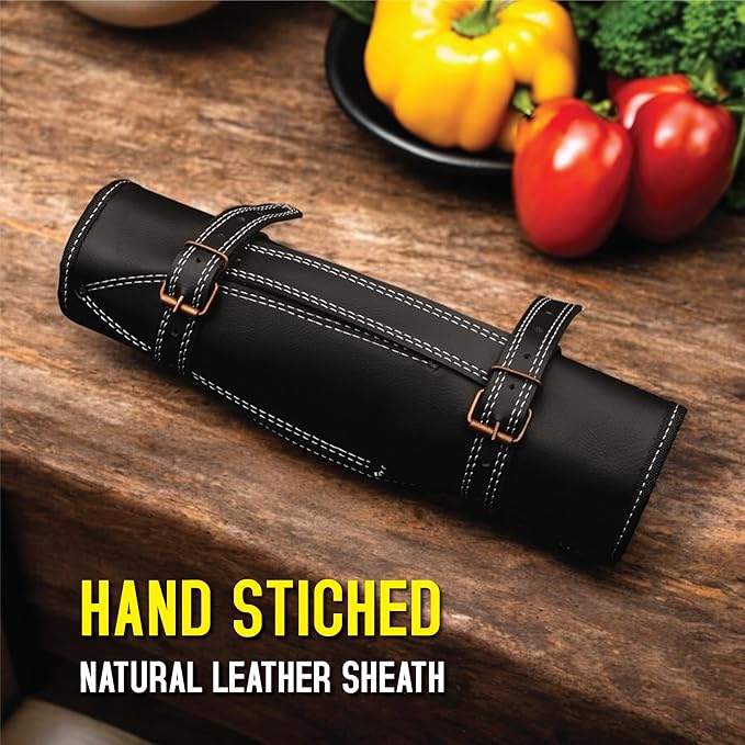 5 PCS Handmade Kitchen Chef Knife Set Hand Forged High Carbon Steel Blade Ashwood Handle With Leather Bag Kit set included (Chef, Cleaver, Butcher, Paring knife, Fillet knife, Utility Knife)