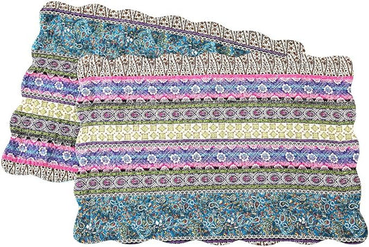 NEWLAKE Quilted Cotton Bed Pillowcases, Striped Jacquard Style, 2 Pieces, 20x27 Inch