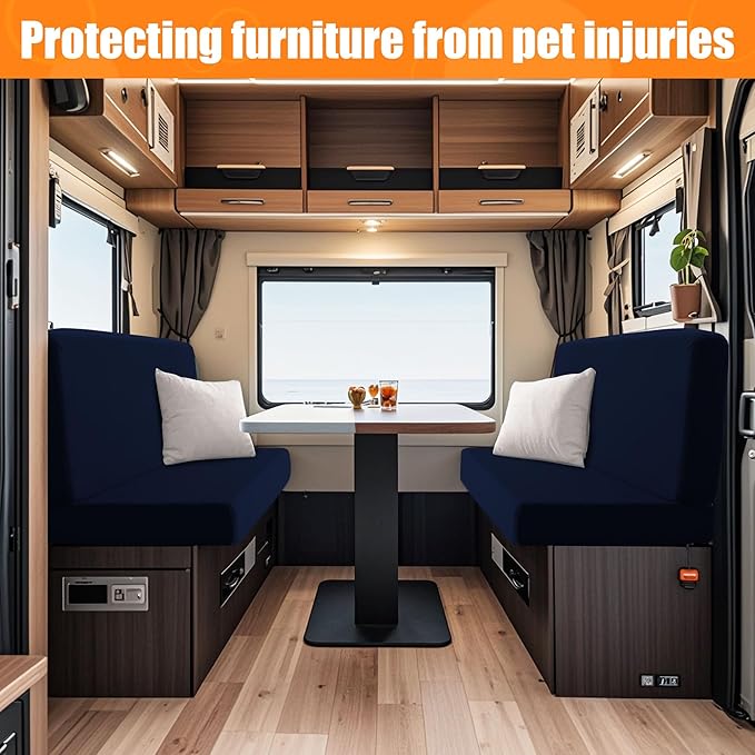 Rv Dinette Cushion Covers,Printing Stretchable Camper Cushion Cover,RV Cushion Slipcover,Rv Couch Cover Replacement for RV Camper Car Bench,2 Backrest Covers and 2 Bench Covers (Navy Blue)