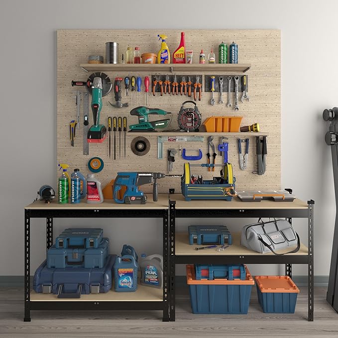 PrimeZone 4 Tier 36" W x 16" D x 55" H Storage Shelves - Adjustable Garage Storage Shelving, Heavy Duty Metal Storage Utility Rack Shelf Unit for Warehouse Pantry Closet Kitchen, Black