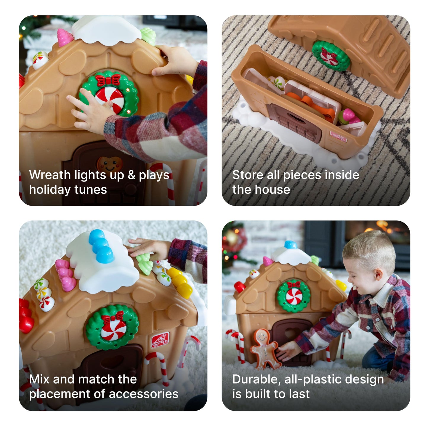 Step2 My First Gingerbread House, Kids Interactive Christmas Holiday Toy, Lights Up and Plays Music, Includes 20 Accessories, For Toddlers 1+ Years Old