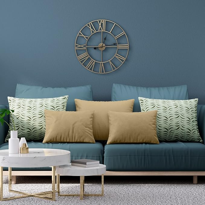 Sorbus Large Wall Clock for Living Room Decor – Easy to Hang 24-Inch Big Wall Clock – Metal Wall Art for Kitchen, Bedroom, Home, Office – Analog Decorative Wall Clock (Gold)