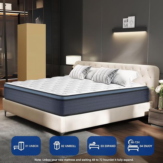 inight Twin Mattress 10 Inch, Hybrid Twin Size Mattress in A Box, Memory Foam and Individual Pocket Spring Mattress for Comfort Night and Pain Relief, Soft Breathable, Fiberglass Free, 180 Night Trial