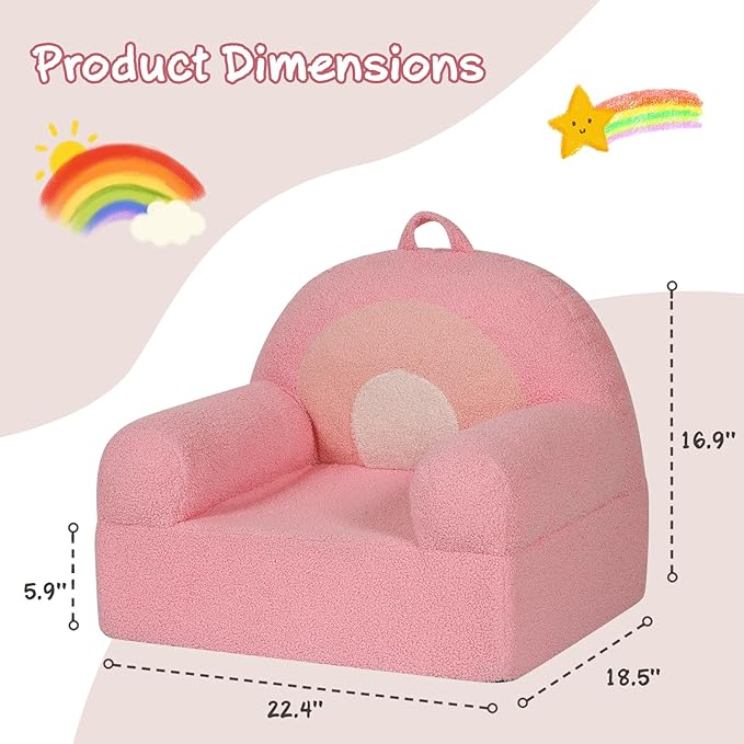 Comfy Toddler Chair, Kids Rainbow Couch for Boys and Girls, Pink Rainbow