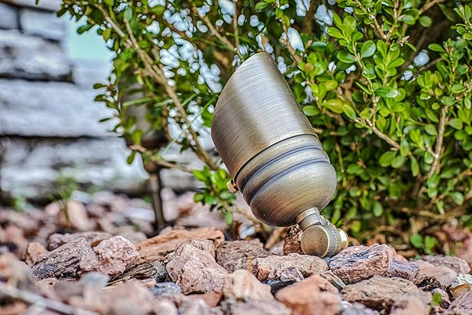 VOLT Fat Boy 12V Brass Outdoor Spotlight (Bronze) for Low Voltage Landscape Lighting of Yard, Lawn, Garden, Patio, Trees & House