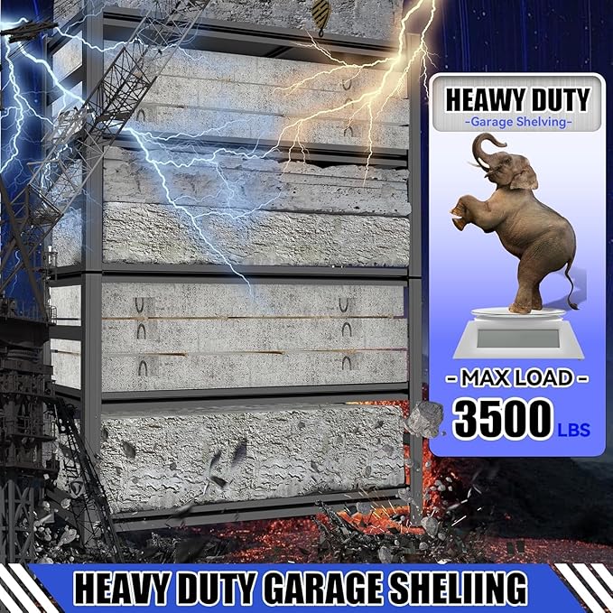 72" H|48" W Garage Shelving-Easy Assembly Heavy Duty Storage Shelves|5-Tier Adjustable Shelf Unit|Steel Waterproof Rust-Resistant Shelves for Industrial,Warehouse,Basement