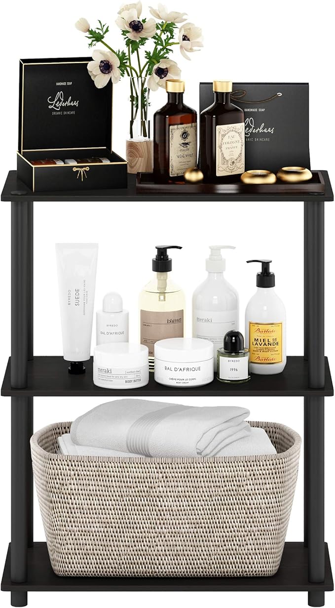 Furinno Turn-N-Tube Display Rack, 3-Tier Single, Espresso/Black