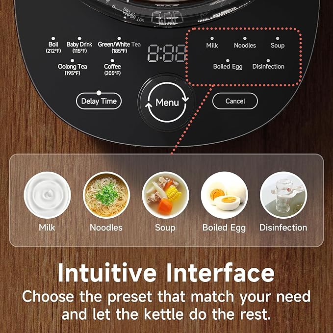 Hot Tea Maker Glass Electric Kettle with Tea Infuser and Temperature Control,1.5L Stainless Steel Tea Maker & 1200W Rapid Boiling,Programmable Control for your Favorite Teas and Coffee,Red