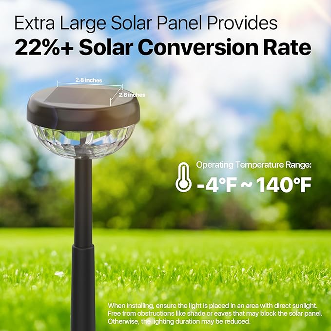 Ensenior 6-Pack Solar Lights Outdoor, Auto ON/Off 6500K LED Solar Garden Lights for Pathway, Yard, Patio, Walkway, Flower Bed, Waterproof, Energy-Efficient Landscape Lighting, Adjustable Height