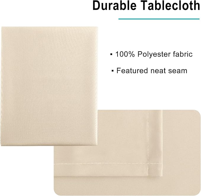 Hiasan Tablecloth for Rectangle Tables - 70 x 140 inch - Waterproof, Spillproof & Wrinkle Resistant Washable Polyester Table Cloth for Dining/Party/Outdoor Picnic, Beige