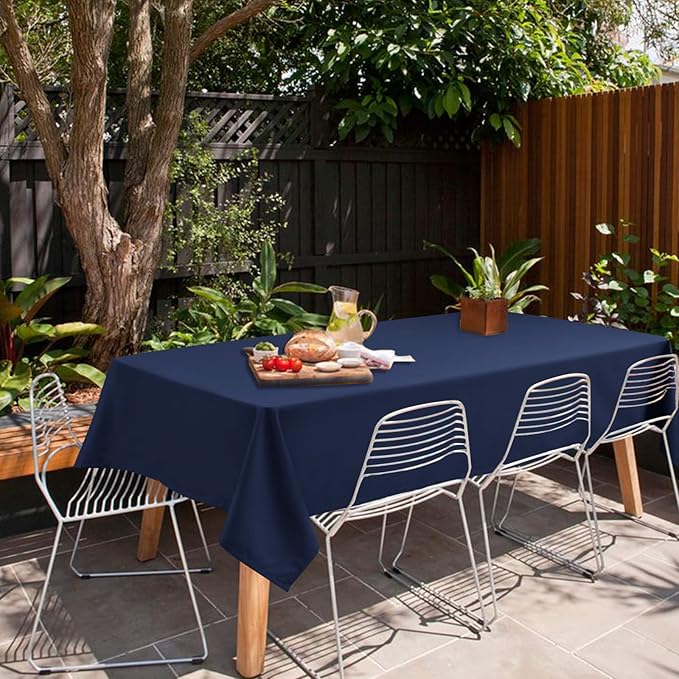 Hiasan Waterproof Tablecloth Rectangle - Washable Fabric Table Cloth for Dining Room Kitchen Birthday Party and Outdoor Use, Navy Blue, 70 x 90 Inch
