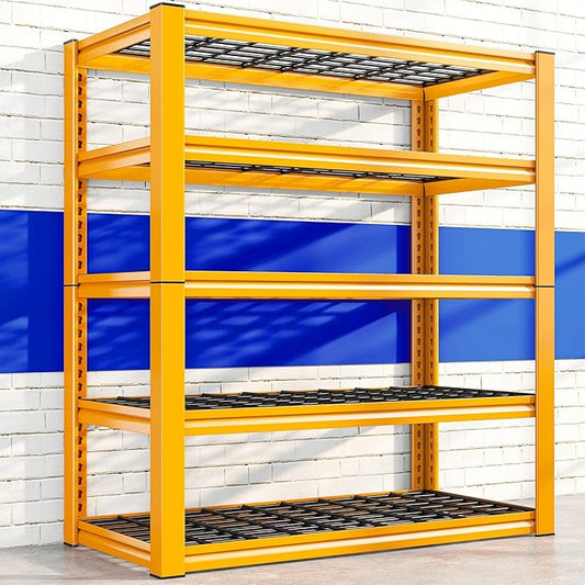 REIBII Garage Shelving Load 3000LBS, 5-Tier Storage Shelves, Adjustable Heavy Duty Metal Shelving Unit for Pantry, Basement, Warehouse, 72" H x 36" W x 16" D