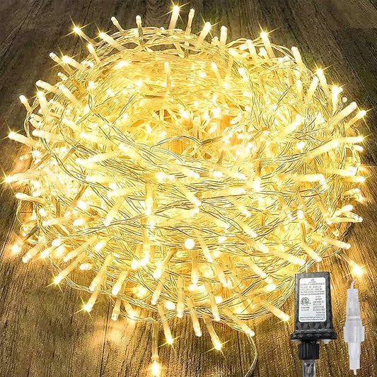 Connectable 240LED 88Ft 13Modes String Lights Indoor Outdoor Clear Wire | Warm White Christmas Lights | Twinkle Fairy Light Plug in with Timer for Bedroom Classroom Tree Decor