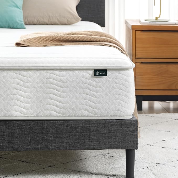 ZINUS 10 Inch Foam and Spring Hybrid Mattress [New Version], Twin, Fiberglass Free, Medium Firmness, Durable Support, Certified Safe Foams & Fabric, Mattress in A Box