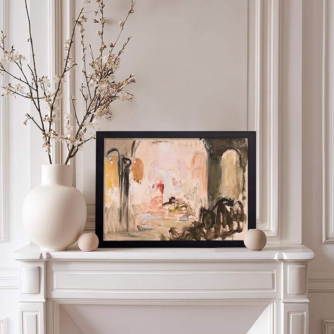 Poster Master Vintage City Landscape Painting Print - Abstract Poster - Moody Art - Modern Farmhouse Wall Design - Aesthetic Art - Great Living Room or Office Decor - 11x14 Black Framed