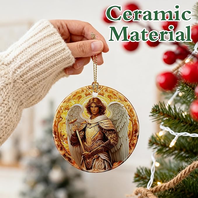 Archangel Michael Ornament | Christmas Ornaments, Christmas Tree Decorations, Holiday Hanging Decor, Warrior Angel Decor | Religious Gifts, Christian Gifts | Faithful Gift, Spiritual Guardian Gift
