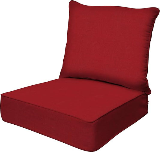 Honeycomb Outdoor Deep Seat, 24 x 23, Textured Solid Imperial Red Chair Cushion for Patio Furniture