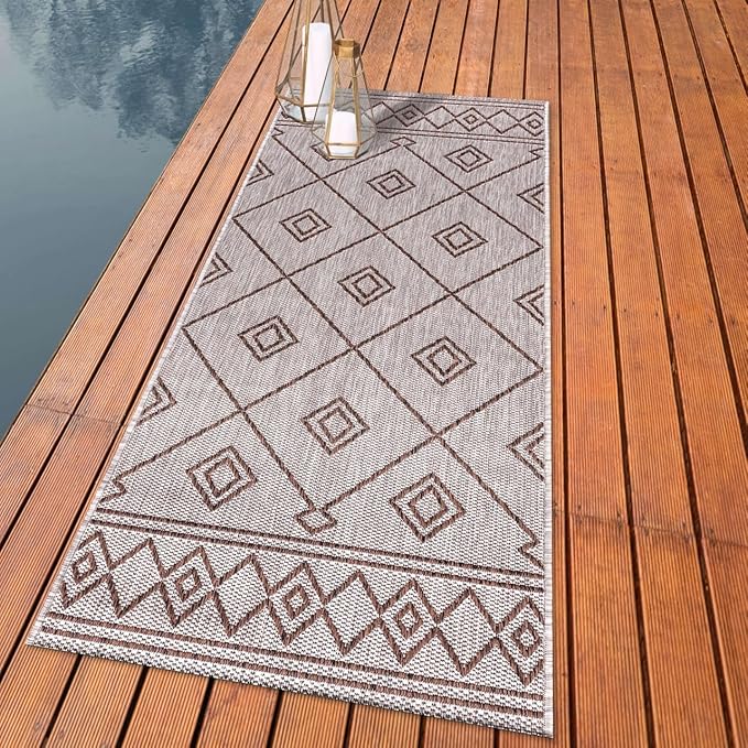 Keen Home Design Terrace Outdoor Runner Rug - 2x8 Washable Indoor/Outdoor Rug for Patio, Kitchen, Balcony, Beach, Garden, Deck and Porch, Size: 2'2"x7'7"