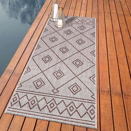 Keen Home Design Terrace Outdoor Runner Rug - 2x8 Washable Indoor/Outdoor Rug for Patio, Kitchen, Balcony, Beach, Garden, Deck and Porch, Size: 2'2"x7'7"