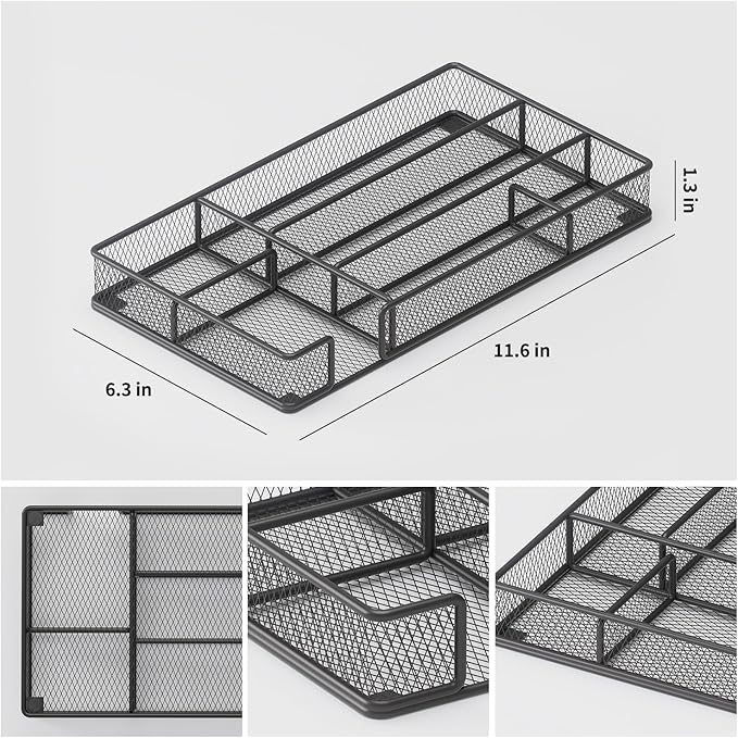 Desk Drawer Organizer Tray, Office Drawer Organizer, Workspace Organizers, Suitable for Tools, Pencils, Office Supplies Storage (Black)