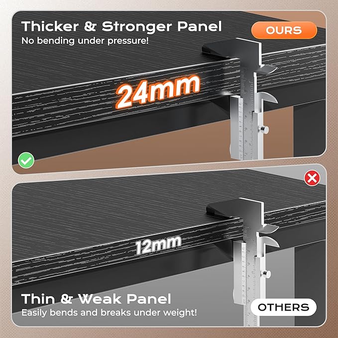 Huuger 63 Inch L Shaped Desk with Power Outlets and USB-C Port, Reversible Computer Desk, Larger Office Corner Gaming Desk, 0.95 Inch Thicker Desktop, Metal Frame, for Home Office, Study, Black