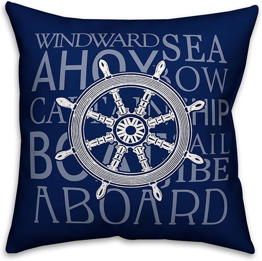 Sea Sentiments Indoor/Outdoor Pillow | Decorative Pillows for Living Room Couch Bed Sofa Patio, Fluffy Soft Cushion | Water Resistant Blue, 18x18