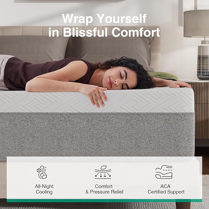 Novilla 12 Inch Twin Size Mattress, Gel Twin Memory Foam Mattress in a Box with Comfort Foam for Pressure Relief & Body Support & Cool Night Sleep, CertiPUR-US Certified