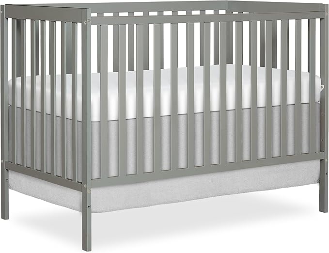 Dream On Me Synergy 5-in-1 Convertible Full-Size Baby Crib with Toddler, Day & Full Bed Conversion in Cool Grey, GreenGuard Gold & JPMA, 3 Mattress Heights, Sustainable Pinewood